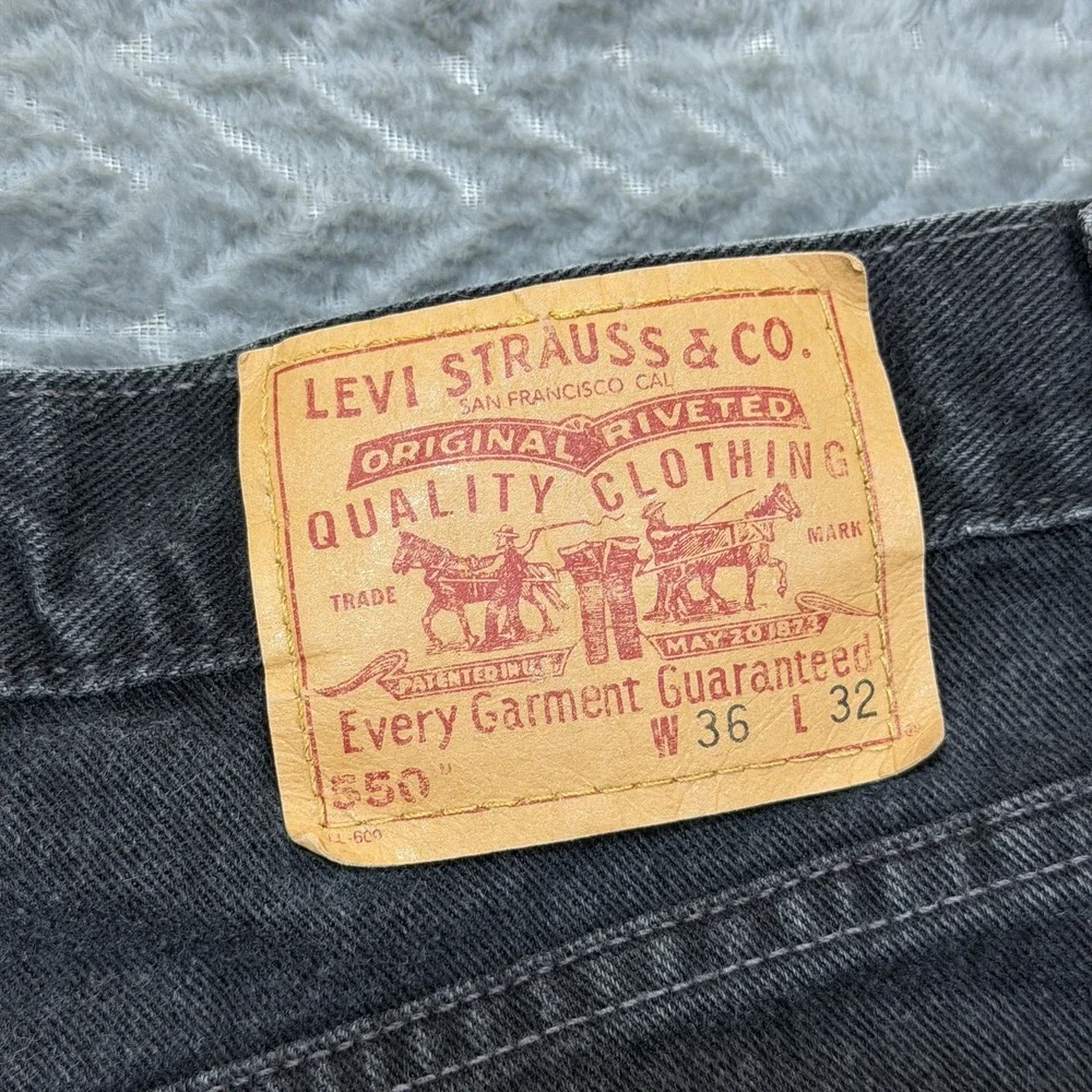 Vtg Levis 550 Black Jeans Tag 36x32/Fits 33x30 Relaxed Fit Straight Leg USA